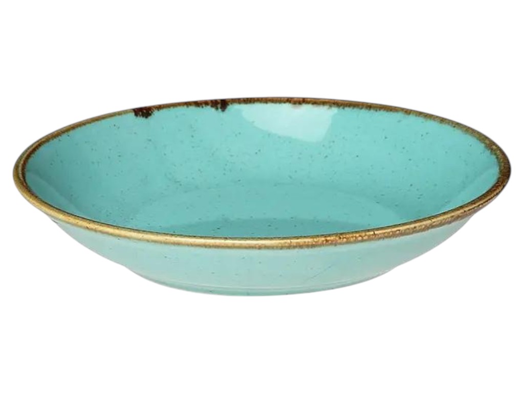 Тарелка глубокая фарфоровая Turquoise, 21см, бирюзовая
