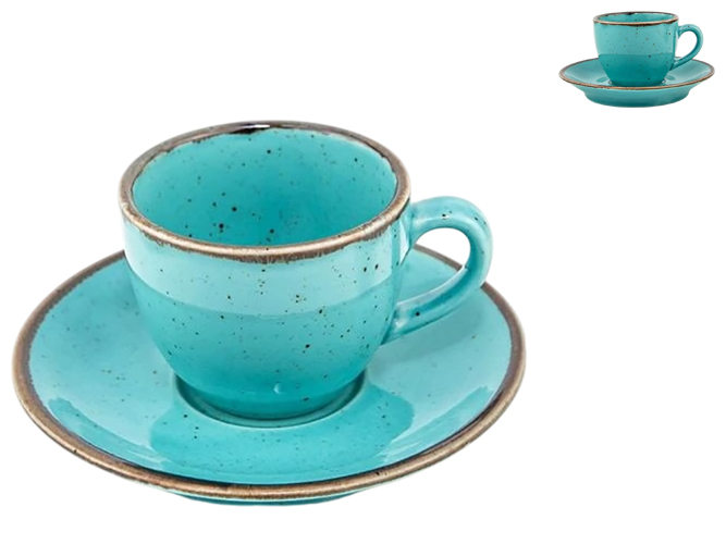 Набір для кави Porland Turquoise, чашка 80мл, блюдце 12см