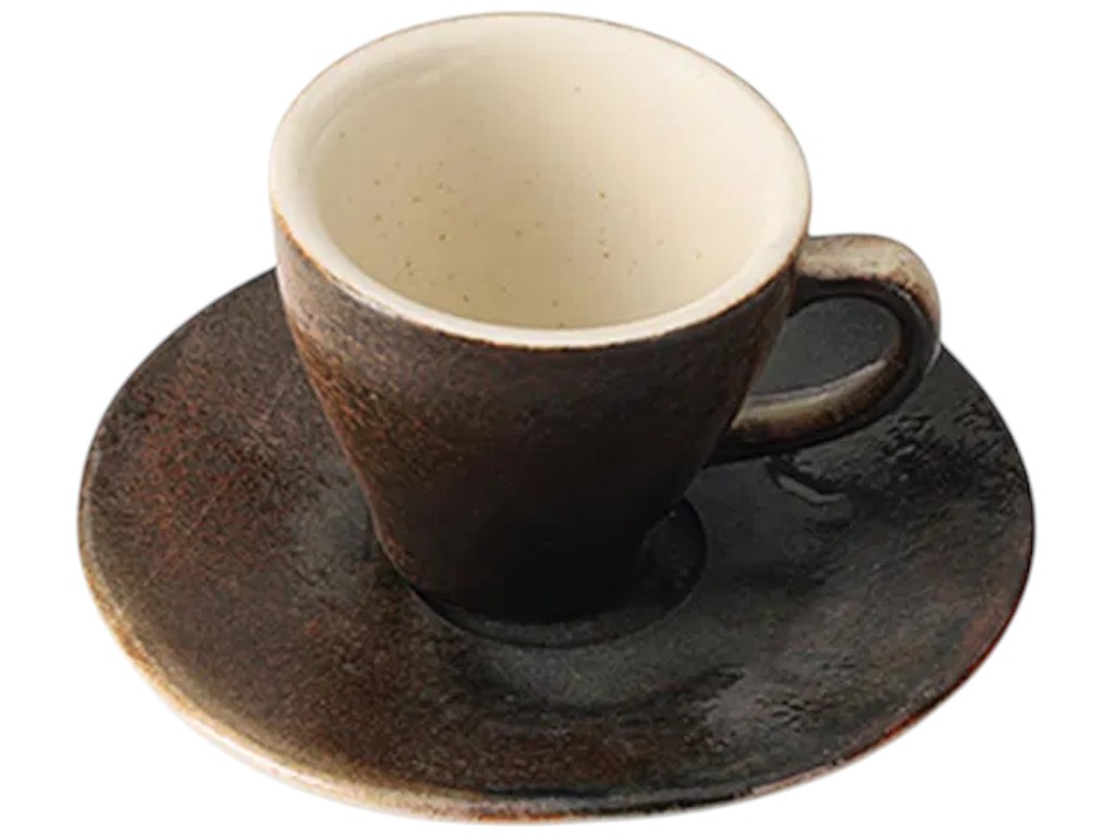 Чашка кавова з блюдцем Porland Genesis, керамограніт, 75мл, 12см, колір коричневий