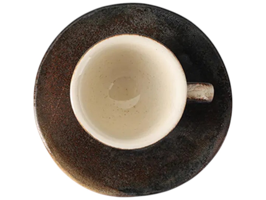 Чашка кавова з блюдцем Porland Genesis, керамограніт, 75мл, 12см, колір коричневий