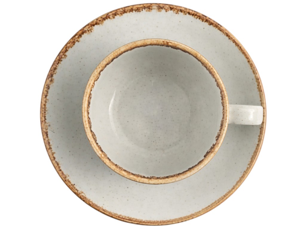 Набор для чая Porland, чашка 207мл + блюдце 15см, фарфор, цвет серый