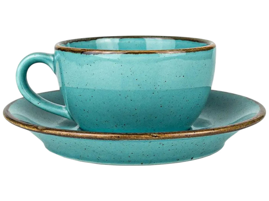 Набір для чаю Porland Turquoise, чашка 320мл, блюдце 15см