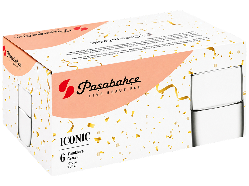 Набор стаканов Pasabahce Iconic, стекло, 280мл, 6шт, (цена за набор)