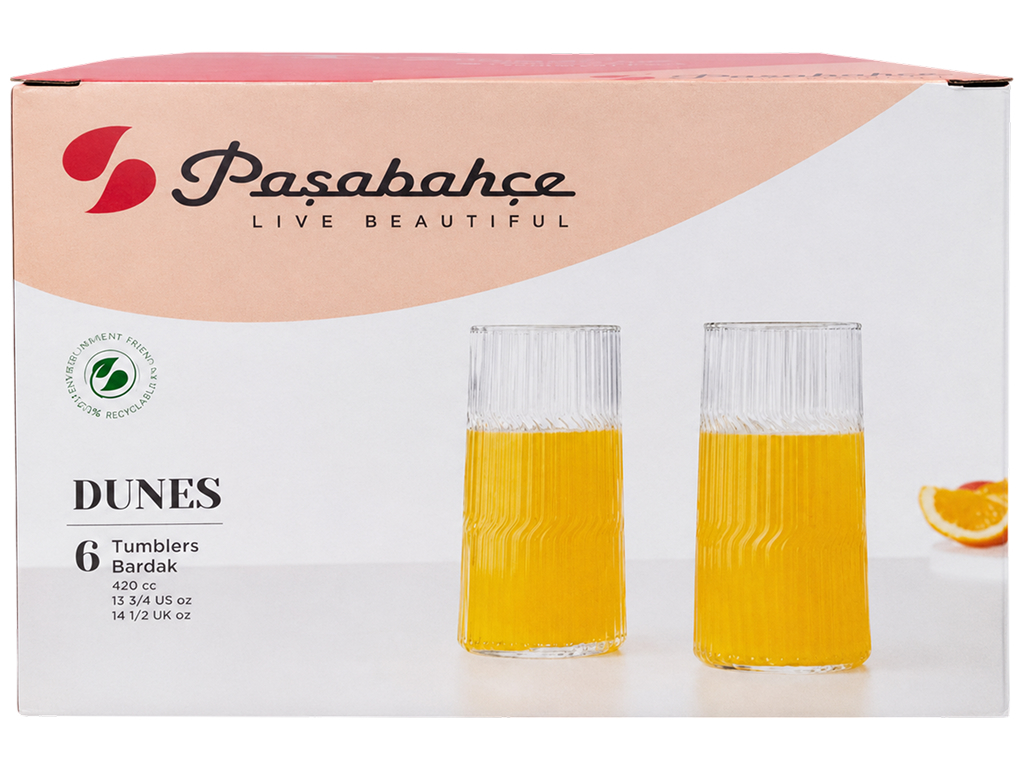 Набір високих склянок Pasabahce Dunes, скло, 410мл, 6шт (ціна за набір)