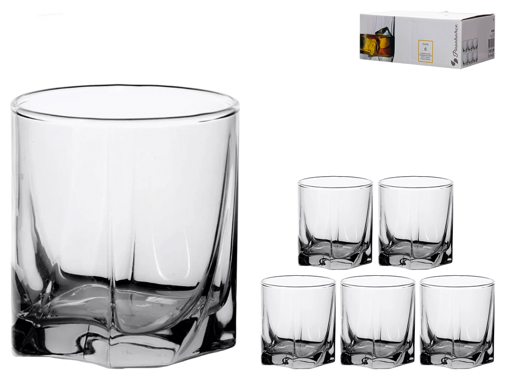 Набір склянок для віскі Pasabahce Luna, 368мл, скло, колір прозорий (ціна за 6 шт)
