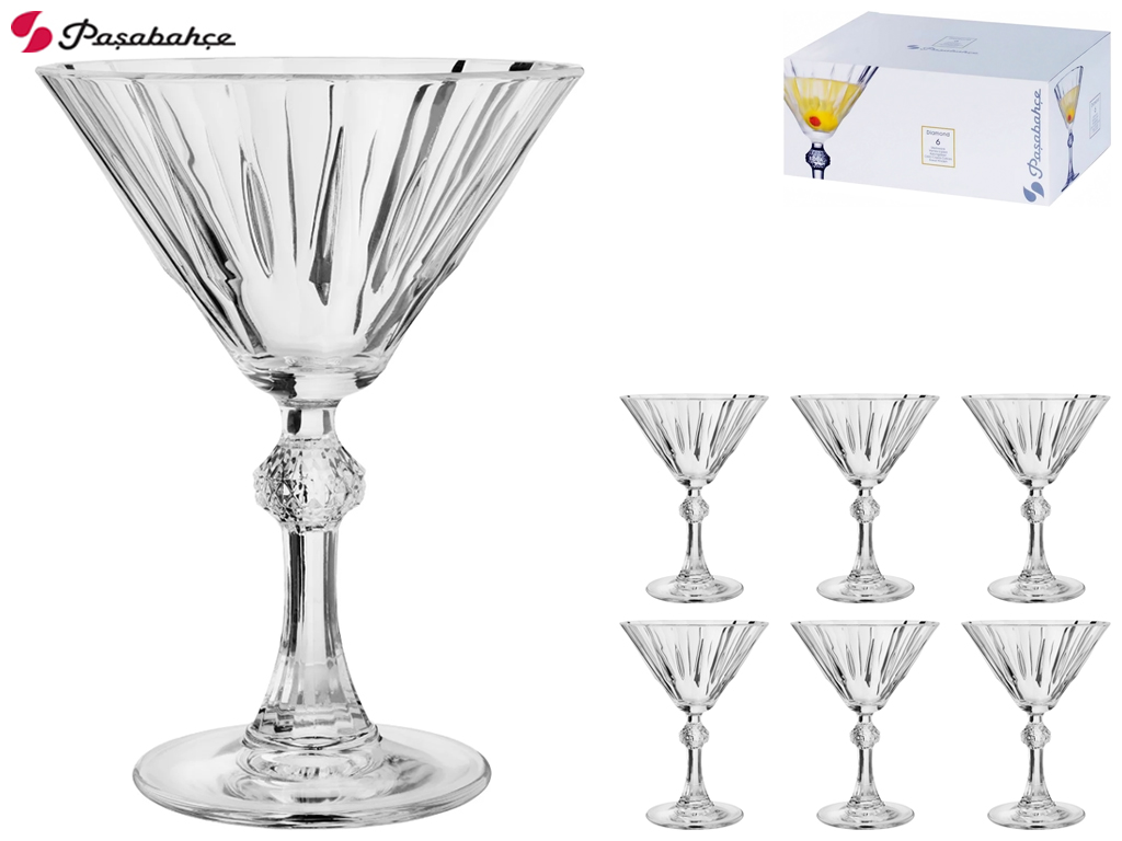 Набір келихів для мартіні Pasabahce Diamond, скло, 240мл, колір прозорий (ціна за 6шт)
