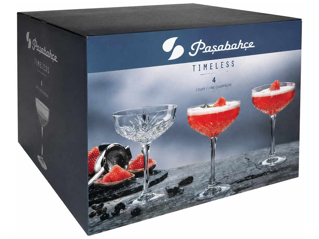 Набор бокалов для шампанского Pasabahce Timeless, стекло, 255мл, 4шт, (цена за набор)