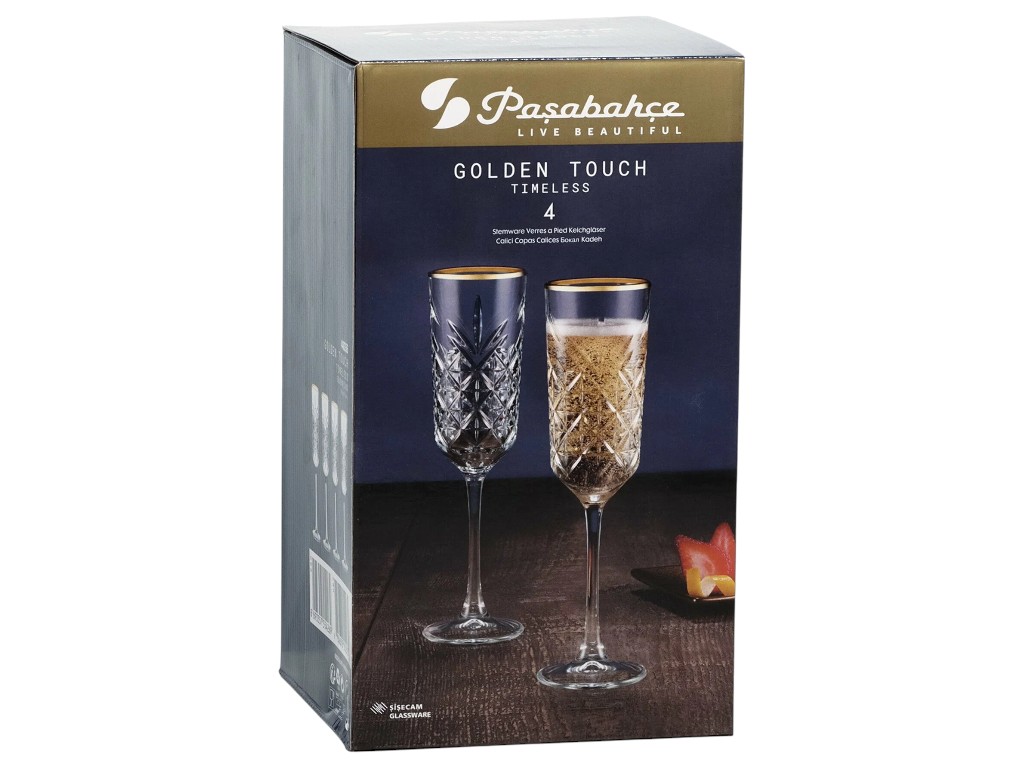 Набор бокалов Pasabahce Timeless Golden Touch, стекло, 175 мл, цвет прозрачный (цена за 4шт)
