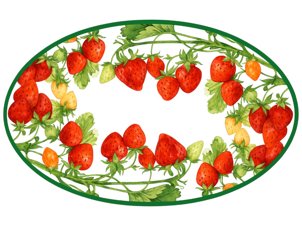 Тарілка овальна Classic, склокераміка, 35,5см, декор полуниці, колір білий