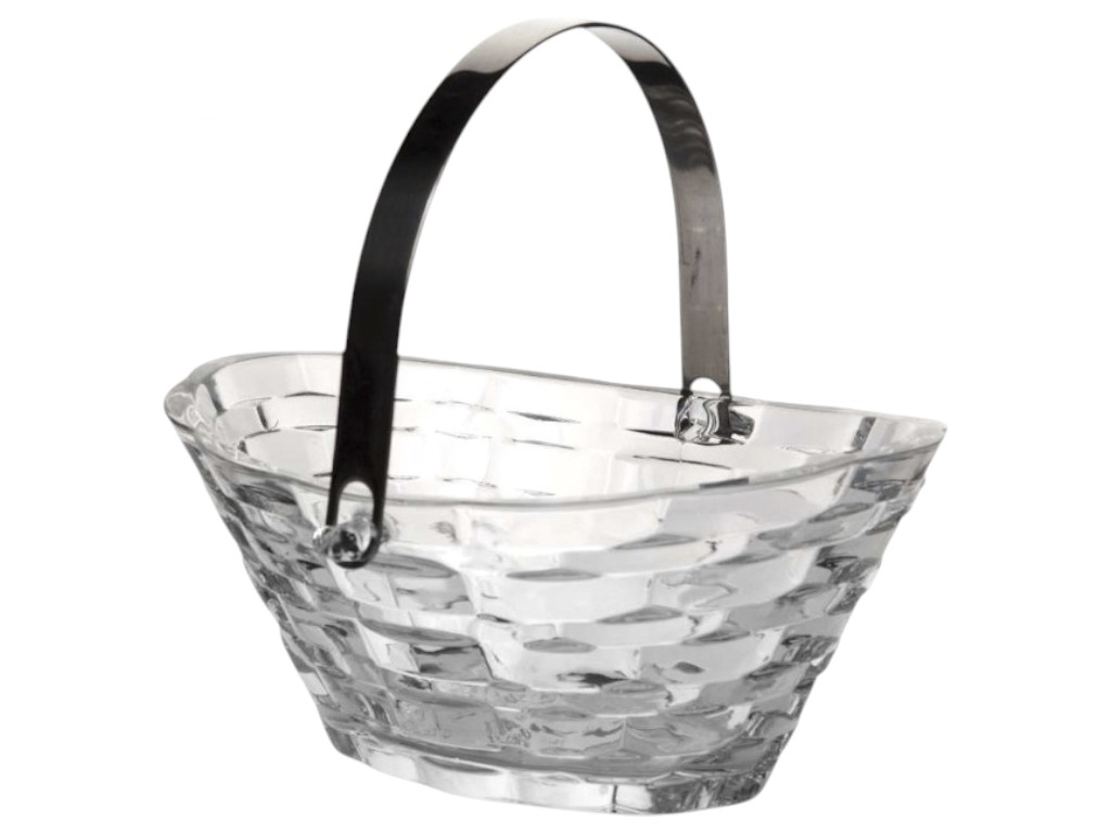Фруктовница стеклянная с ручкой Pasabahce Rattan, овальная, 20,5 см, цвет прозрачный