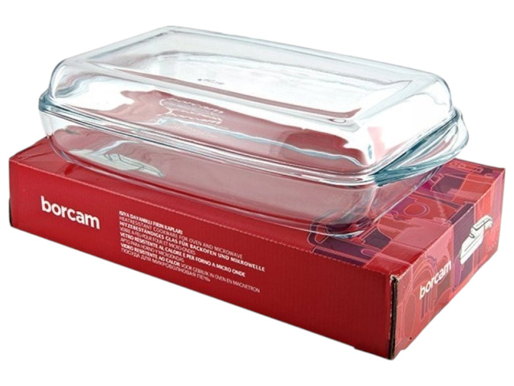 Кастрюля Pasabahce Borcam, стекло, прямоугольная, крышка, 34 х 19 см, 1.95 л + 1.38 л