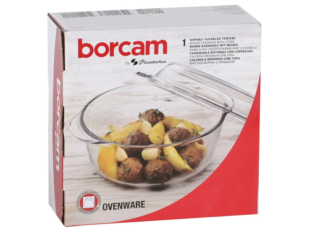 Кастрюля Pasabahce Borcam, стекло, круглая, с крышкой, цвет прозрачный, 22 х 19 х 10 см, 1.5 л