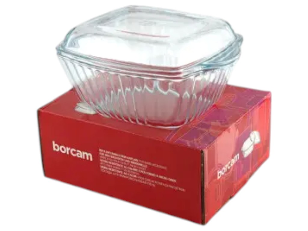 Каструля Pasabahce borcam, для запікання, квадратна форма, з кришкою, 2000 мл, 23х19 см