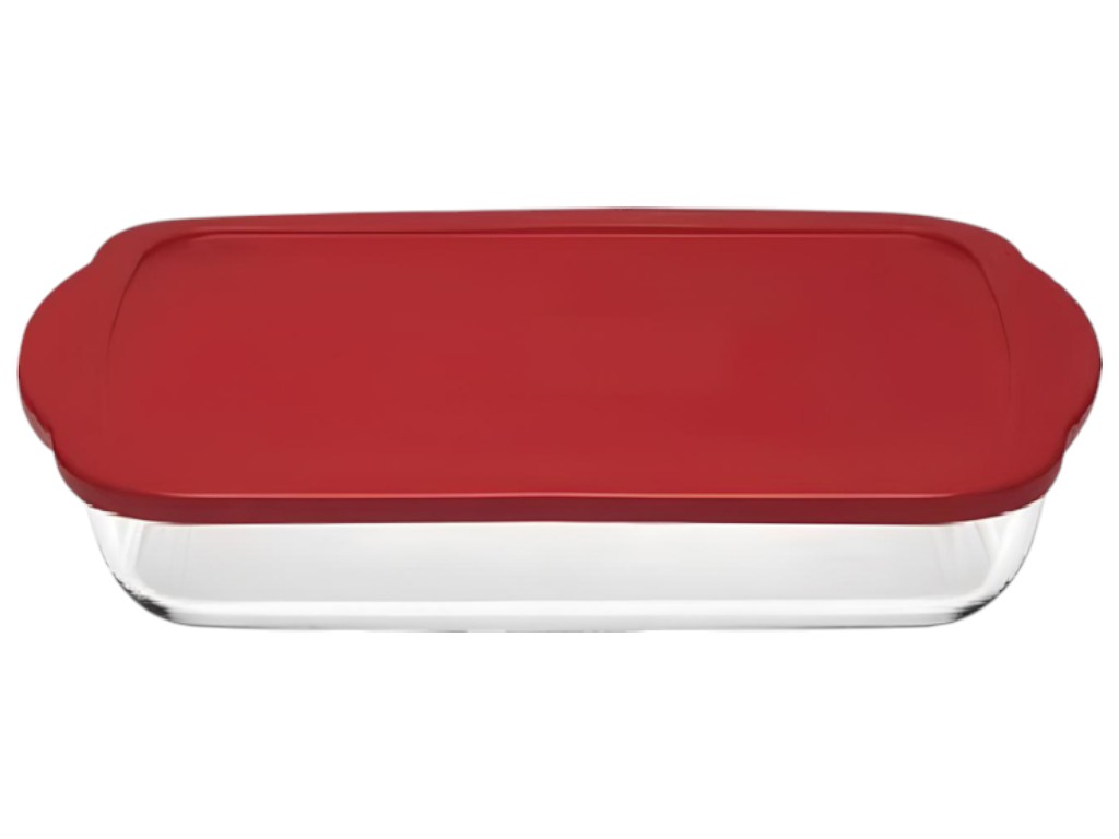 Форма Pasabahce Borcam, с крышкой и ручками, прямоугольная, цвет прозрачный, 40 х 25 х 6 см, 3.85 л