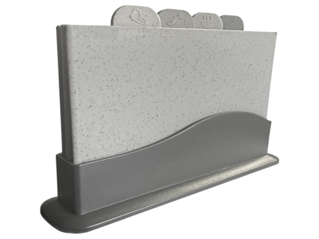 Набор досок разделочных на подставке Granite, пластик, цвет серый (цена за 4шт)