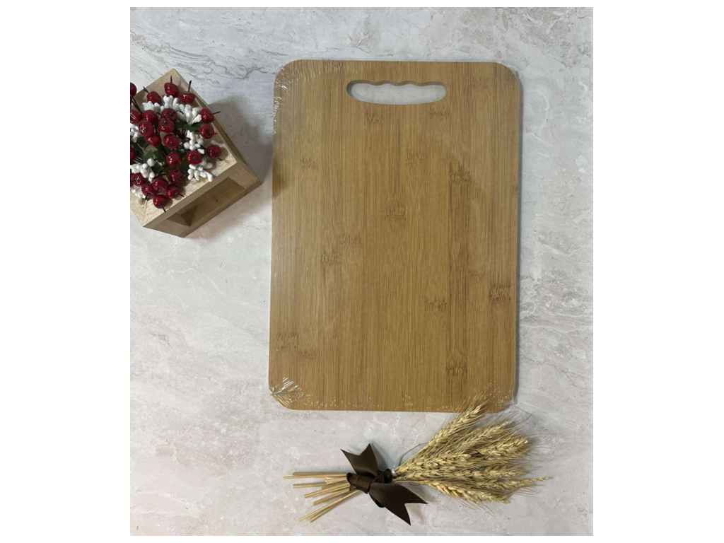 Доска разделочная бамбуковая Натур, 34x24x0,8см, с ручкой
