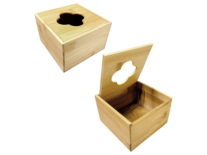 Салфетница квадратная, с крышкой, бамбук, 12,5х12,5х8см