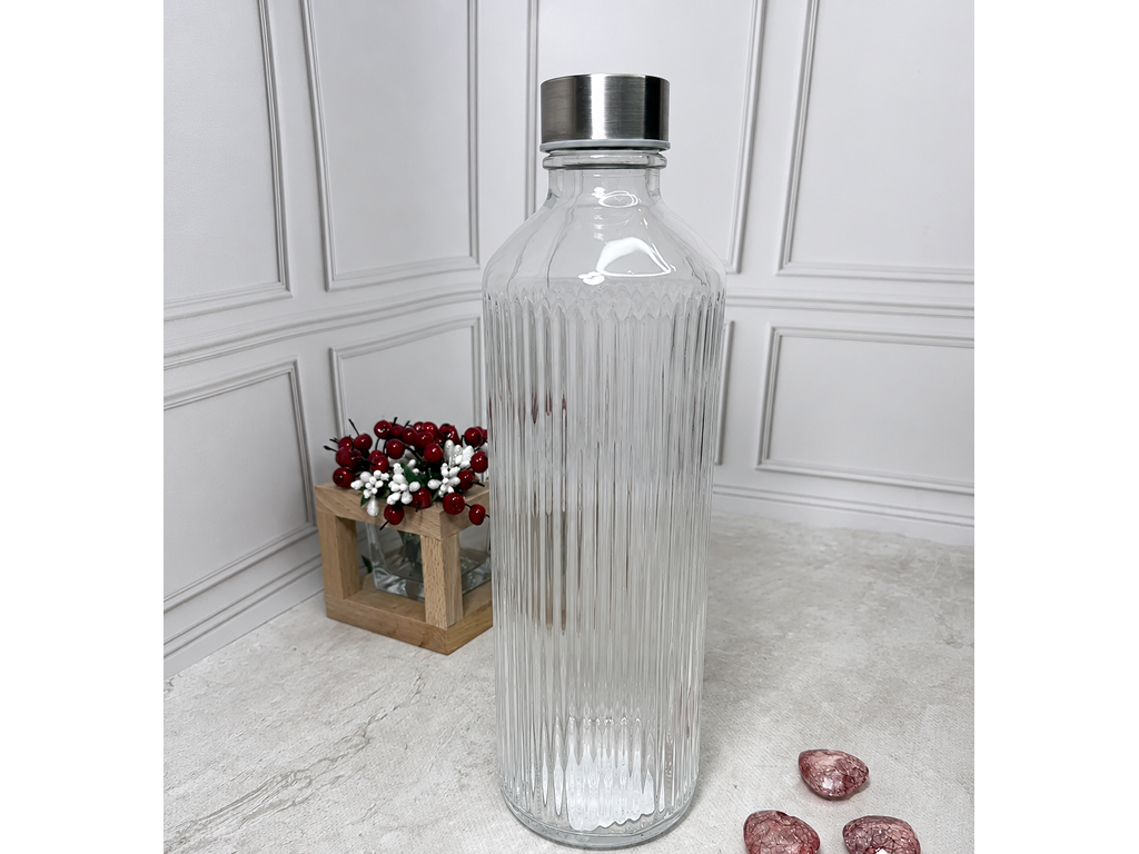 Пляшка для води скляна Vertis із металевою кришкою, 1 л