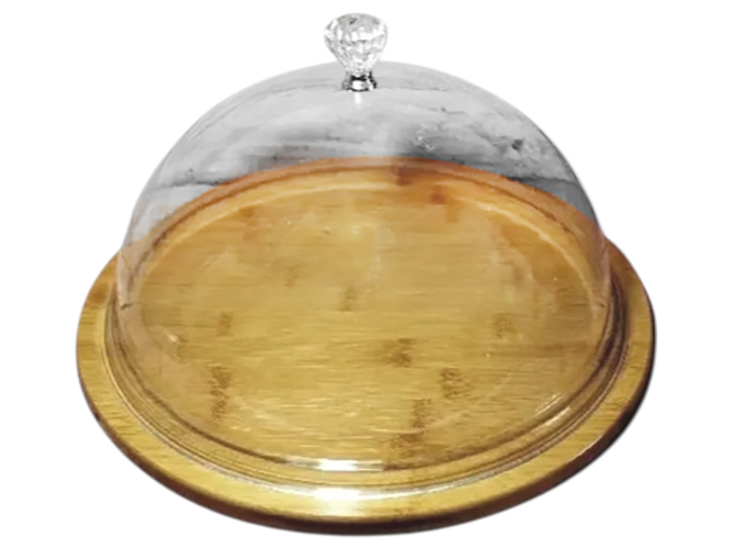 Подставка бамбук для продуктов, с крышкой, 30см