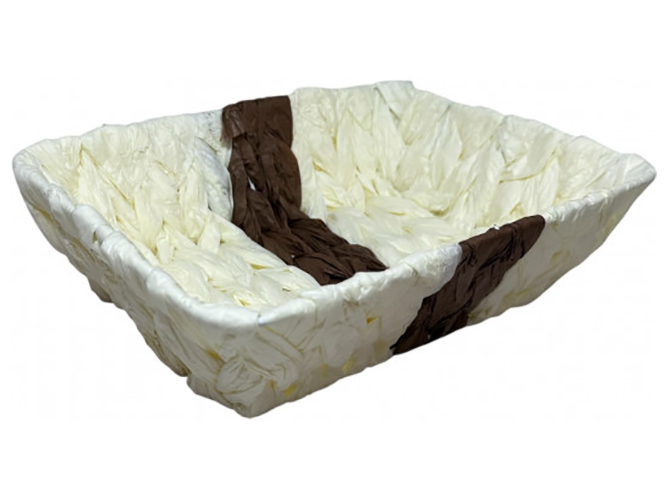 Кошик для фруктів та солодощів, 26х20х7,5см, біла з коричневою смугою