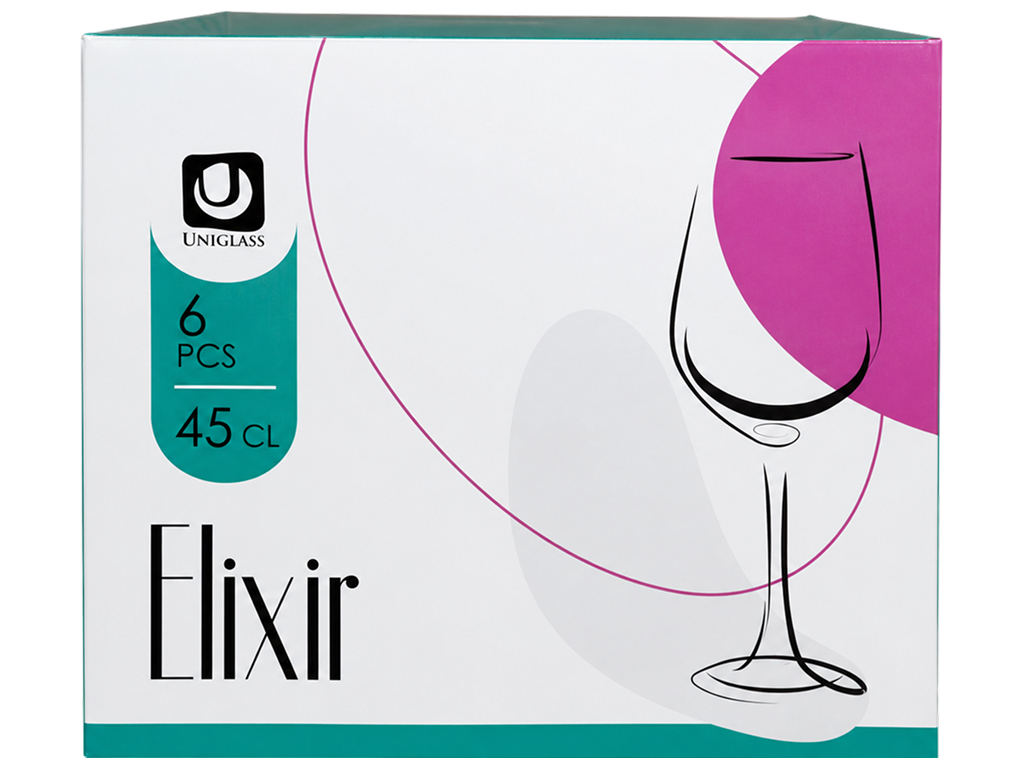 Набор бокалов для вина UniGlass Elixir, стекло, 450мл, 6шт, (цена за набор)