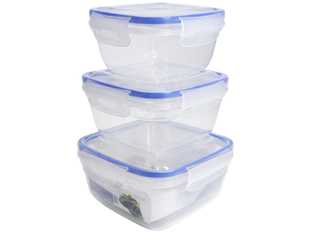 Контейнер пищевой Stars Plast, квадратный, пластик, 500, 900, 1500мл (цена за набор 3шт)