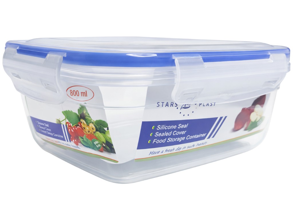 Контейнер пищевой Stars Plast, прямоугольный, пластик, 800мл, 16×11,5×8см, цвет прозрачный