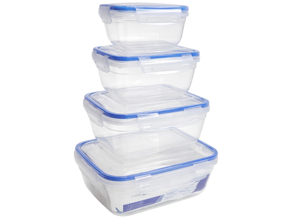 Контейнер харчовий Stars Plast, квадратний, пластик, 400, 800, 1400, 2300мл (ціна за набір 4шт)