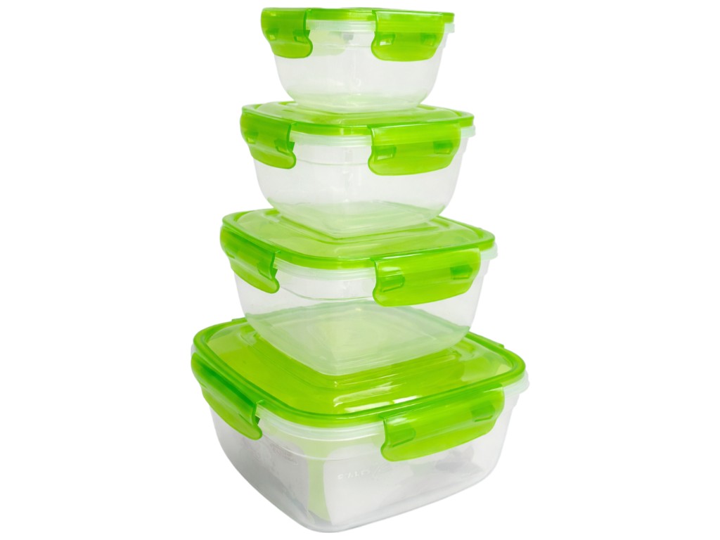 Контейнер пищевой Stars Plast, квадратный, пластик, 275, 500, 900, 1500мл (цена за набор 4шт)