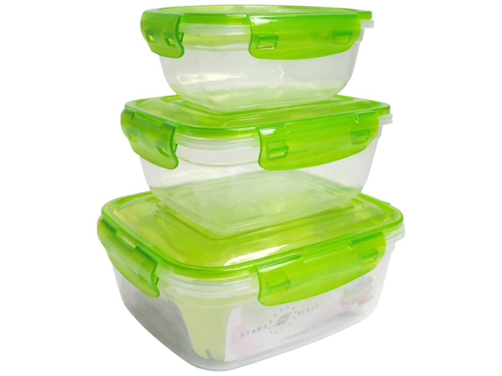 Контейнер пищевой Stars Plast, прямоугольный, пластик, 400, 800, 1400мл (цена за набор 3шт)