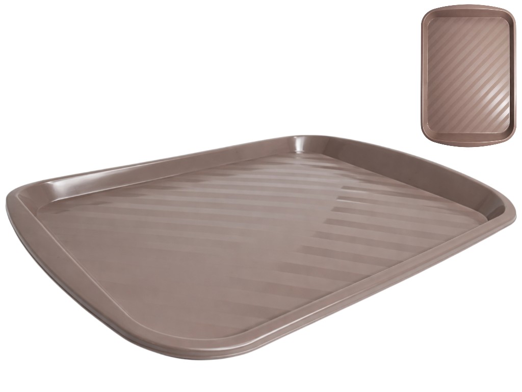 Поднос, пластик, 36,6×26,3×3см, цвет коричневый
