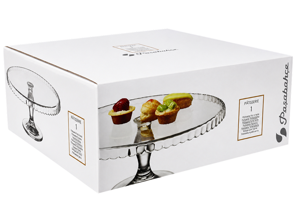 Тортовница на ножке Pasabahce Patisserie с бортиком вниз, закаленное стекло, 32см