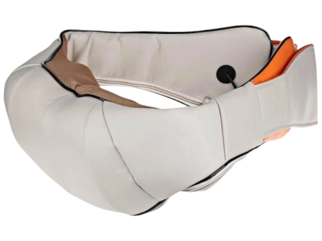 Массажер для шеи, плеч и спины с инфракрасным прогревом, PU-кожа, 41×18×14см, цвет бежевый