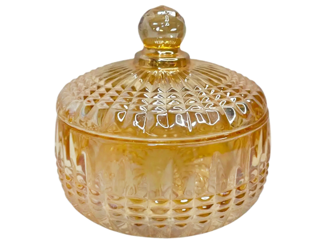 Конфетница для сладостей и орешков Абудаби амбер, с крышкой, 12см