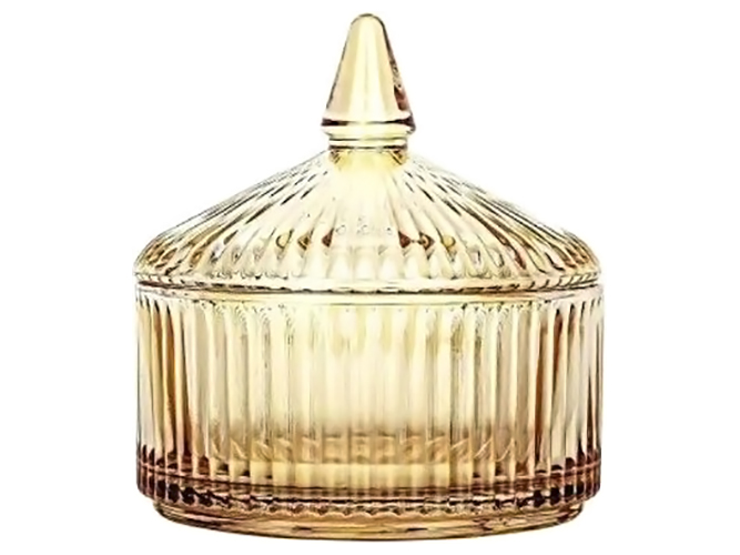 Конфетница для сладостей Аркада амбер, с крышкой, 12,8см
