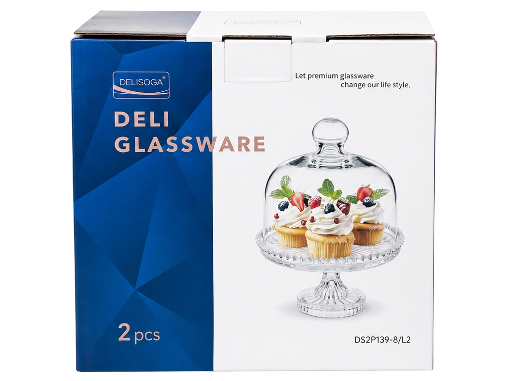 Підставка для торта та солодощів з кришкою Helios Sweet Top, скло, 20,3см