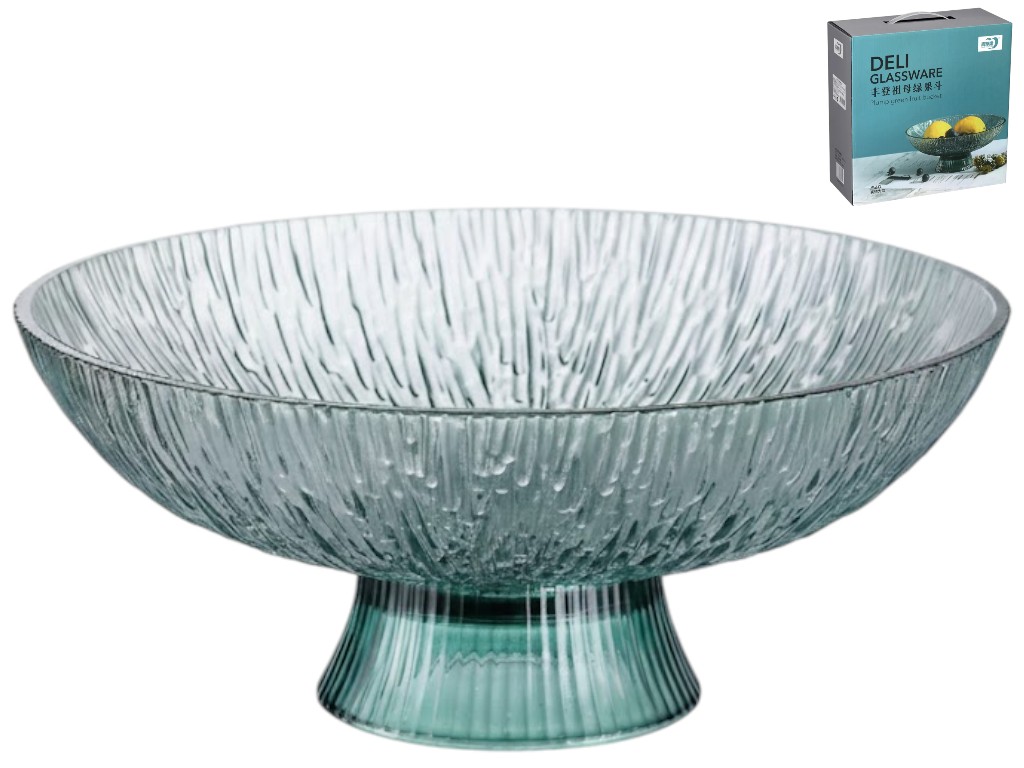 Фруктівниця на ніжці Brix Top Blue, скло, 26×10,5см, колір блакитний