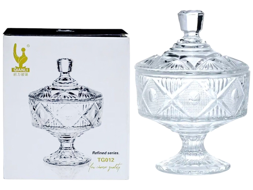 Конфетница для сладостей Спарта, с крышкой, на ножке, 18см