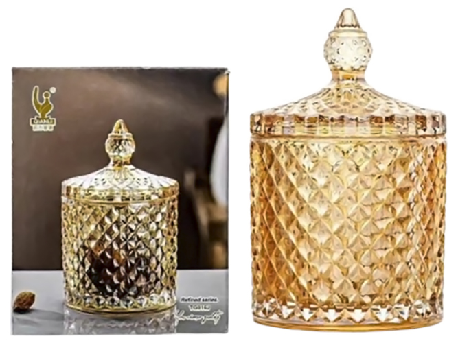 Конфетница для сладостей Даймонд амбер, с крышкой, 8,5см