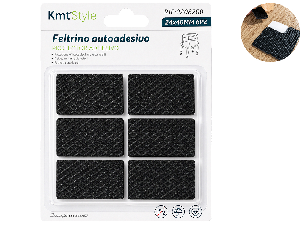 Накладка захисна для меблів KmtStyle, EVA, 4×2,4см, 6шт, колір чорний