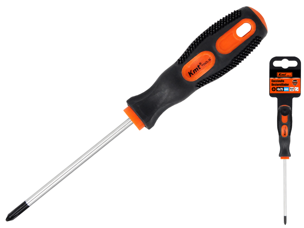 Отвертка крестовая Kmt Tools, пластик, углеродистая сталь, 4×75мм