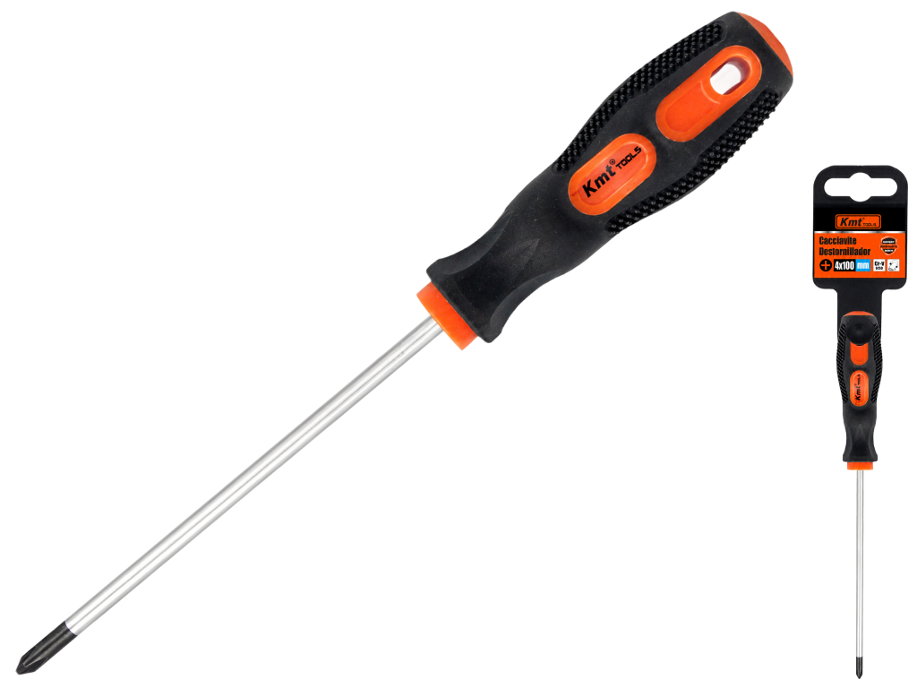 Отвертка крестовая Kmt Tools, пластик, углеродистая сталь, 4×100мм