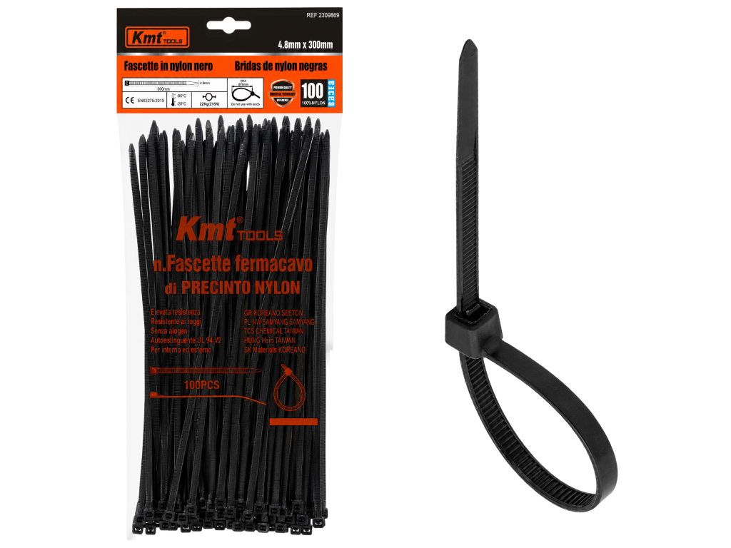 Хомуты Kmt Tools, нейлон, 4,8×300мм, 100шт, (цена за набор)