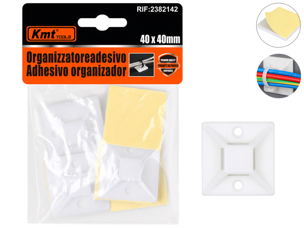 Крепления самоклеящиеся для стяжек Kmt Tools, пластик, 4×4см, 6шт