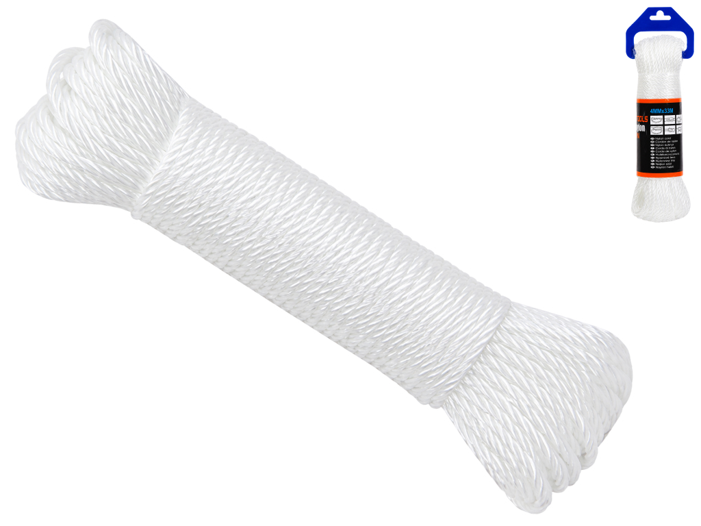 Веревка нейлоновая Kmt Tools, PE-пластик, 30м×0,4см, цвет белый