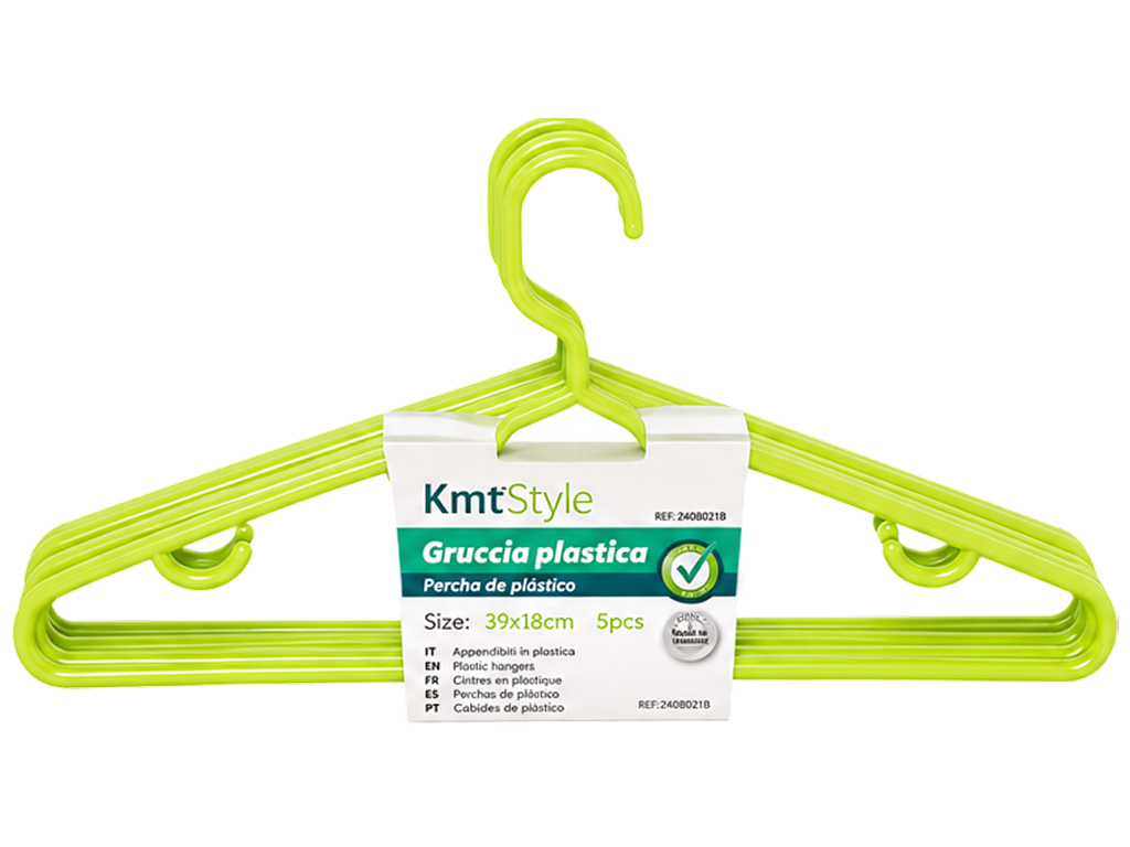 Набір вішалок  пластик KmtStyle, 39×19см, 3 кольори (ціна за набір 5шт)