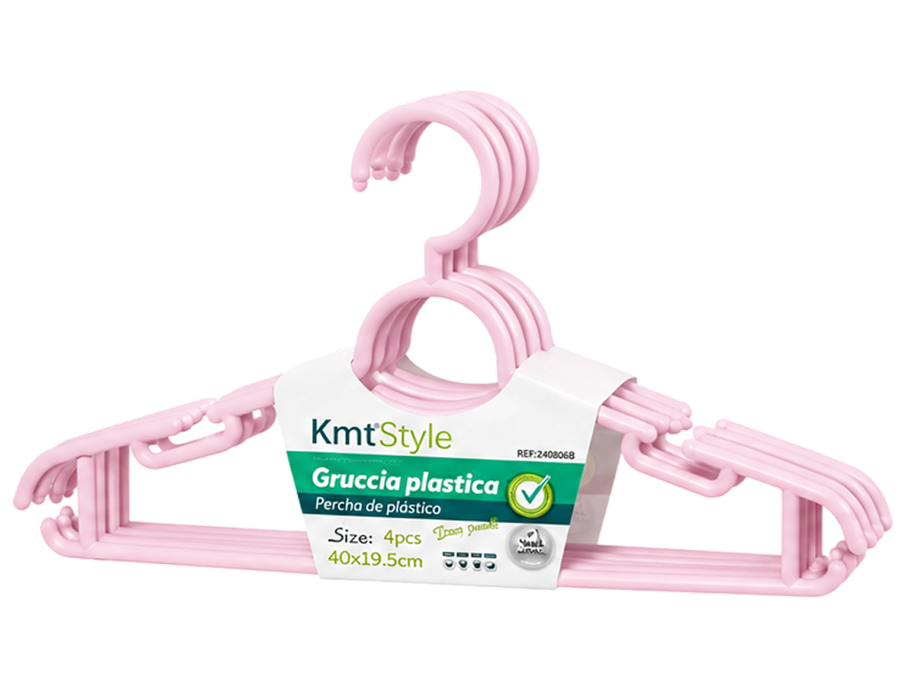 Набір вішалок KmtStyle, пластик, 40×19,5см, 3 кольори (ціна за 4шт)