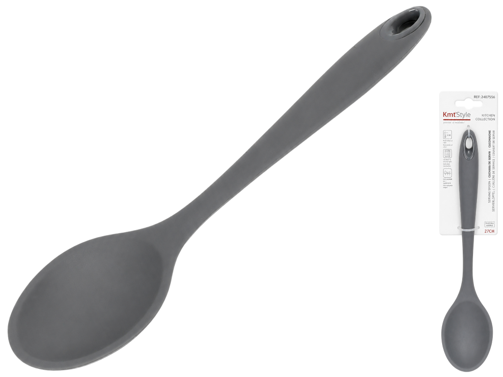 Ложка кухонная Kmt Style, силикон, 27×6см, цвет серый