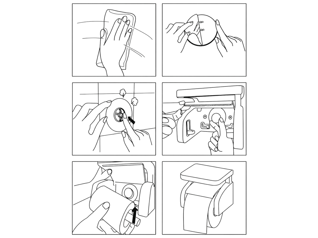 Тримач Bathlux для туалетного паперу, з полицею, на вакумних присосках, 16,9x12,4x12,6см,