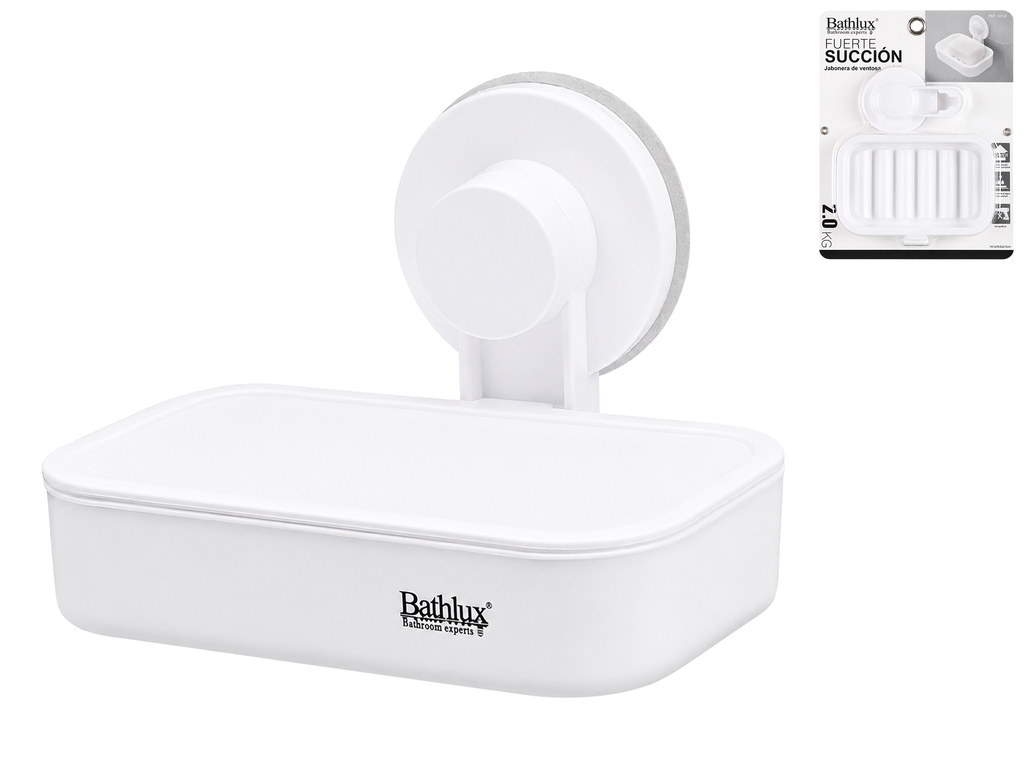 Мильниця Bathlux настінна на присосці, ABS+PP, 14,1x9,7x10,3см